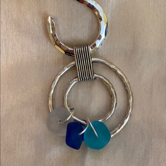 Silver sea glass necklace and bracelet set - Picture 2 of 7